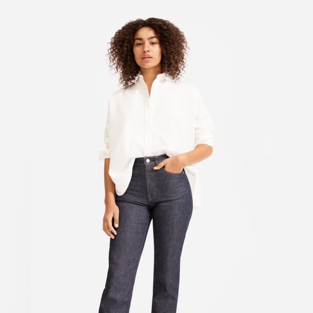 Everlane Brand New Cuffed Dark Indigo The Super-Straight Jean woman W26